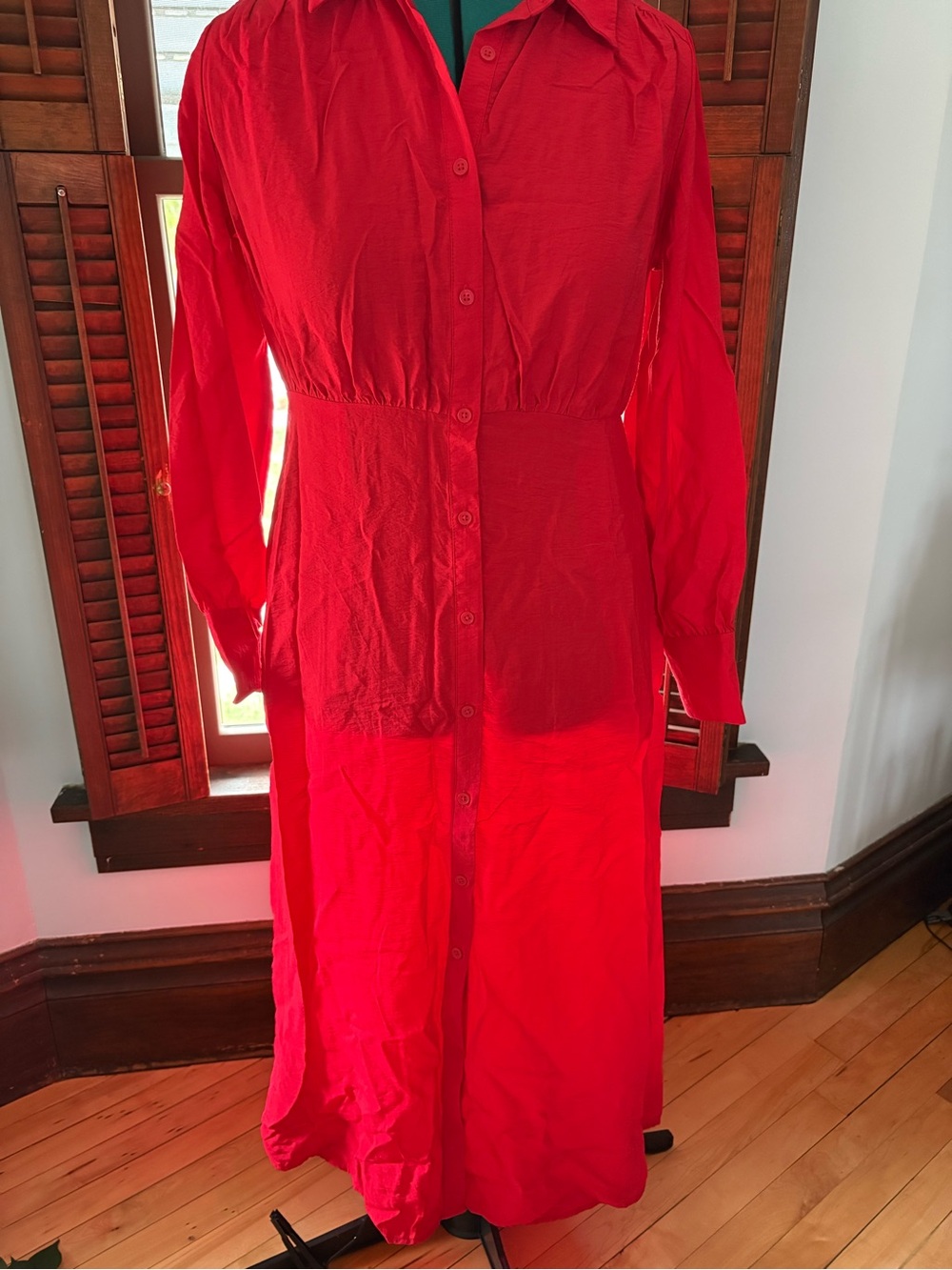 a new day Red Midi Button-Front Dress